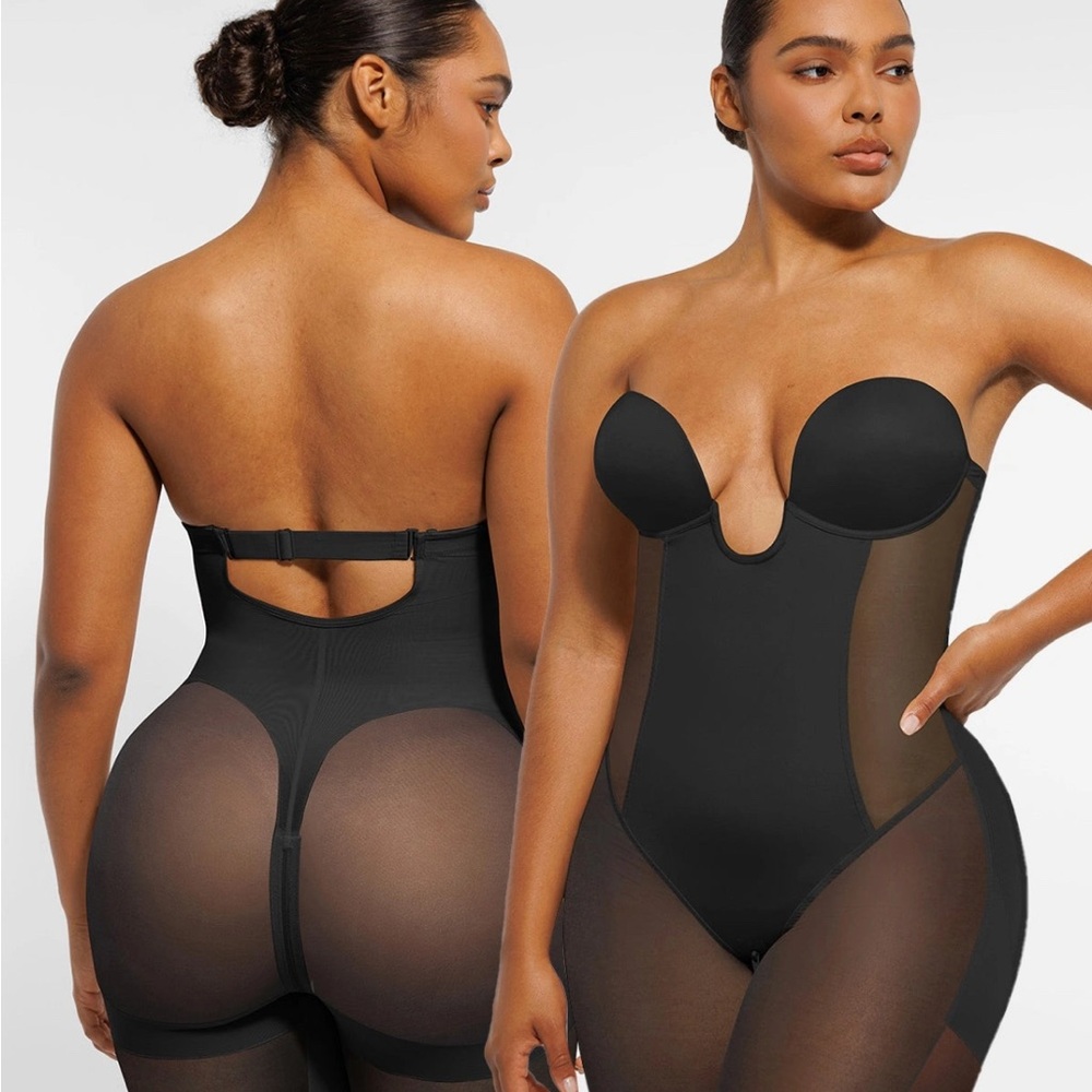 NWT Shapellx AirSlim Deep Plunge Butt-Lifting Bodysuit, Size Medium
